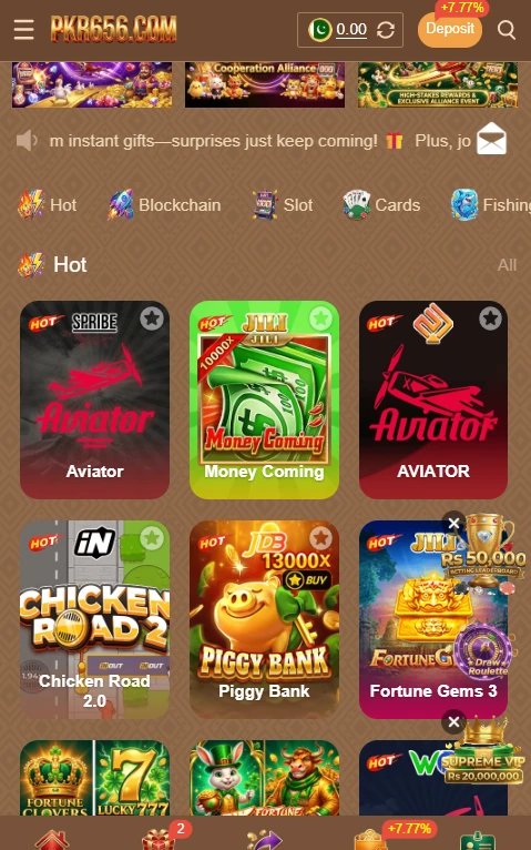 pkr656.com official screenshot with variety of games image 2026