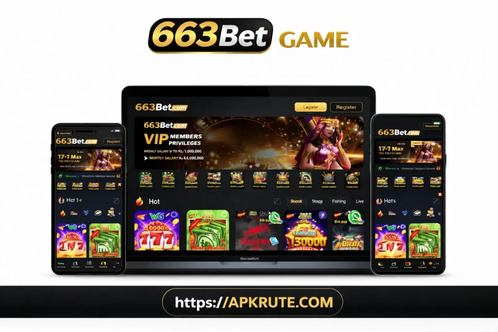 663bet game is working on a laptop, PC, iOS, and Android official image.