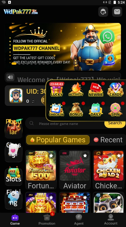 wdpak777 game official screenshot image. Download and log in.