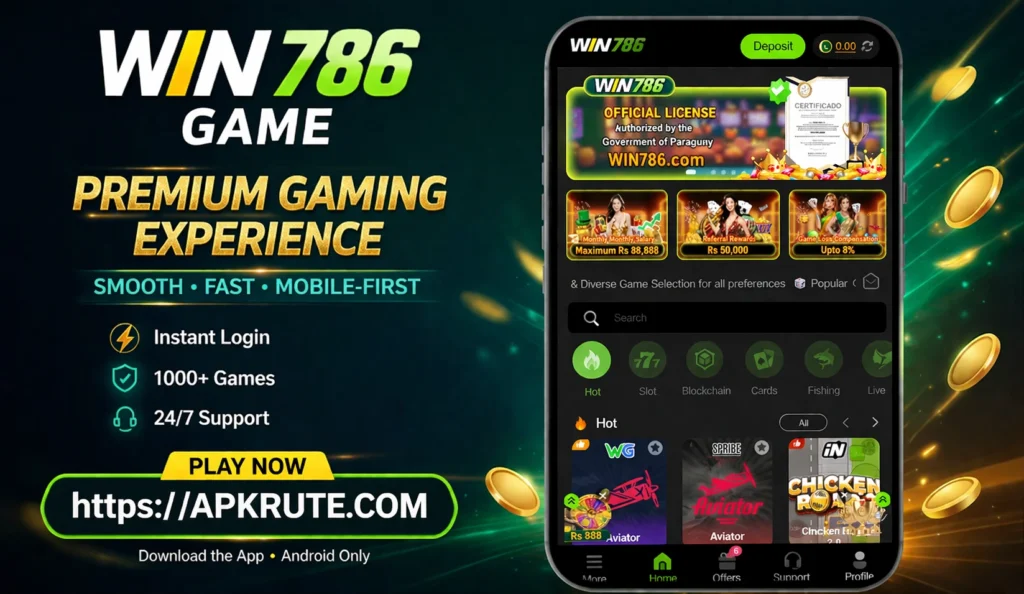 win 786 game smooth fast withdrawal and deposit, official image